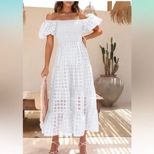 White midi dress